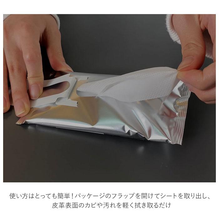 クリーニングシート 通販 レザーキュア 10枚入り 汚れ落とし カビ用 カビ 抑制 菌 汚れ 除去 革 レザー 保管 使い切り 手軽 皮革製品 抗菌 クリーニングシート |  | 03