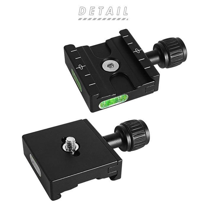 アルカスイス互換 プレート 通販 クイックリリース クイックリリースクランプ 水準器 雲台 ボールヘッド カメラ 三脚 アルミ製 ブラック  アルカスイス互換 |  | 01