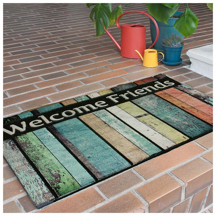 玄関マット 通販玄関マット 屋外 おしゃれ かわいい ラバー ドアマット ラバーマット 薄型 7mm 洗える 水洗い ズレにくい 木目 デザイン タイル 柄  玄関マット |  | 07