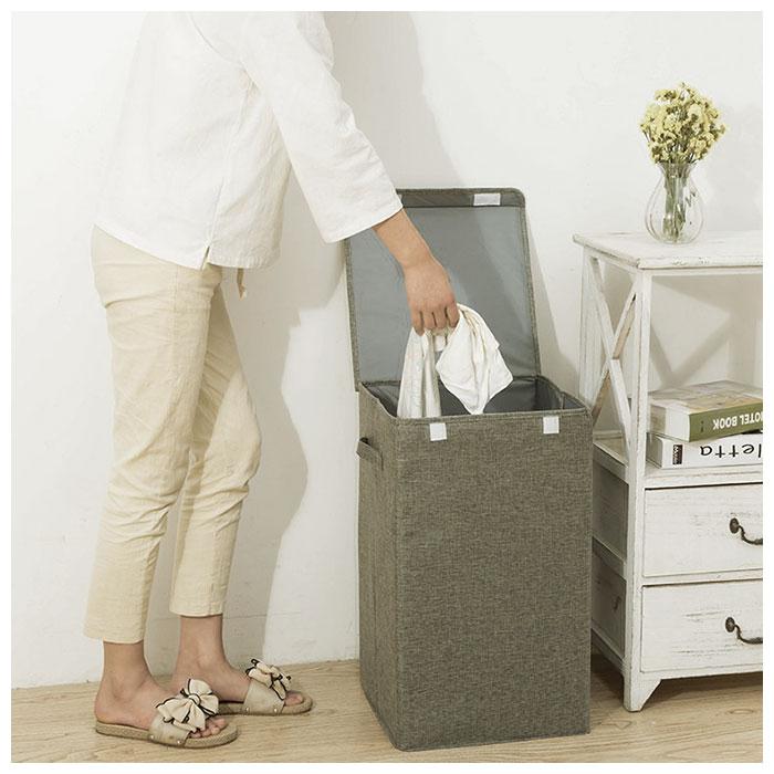 ランドリーバスケット 折りたたみ バスケット 通販 角型 スリム 北欧 蓋つき ふた付き ランドリーボックス 洗濯かご ランドリー収納 収納ケース | ブランド登録なし | 10