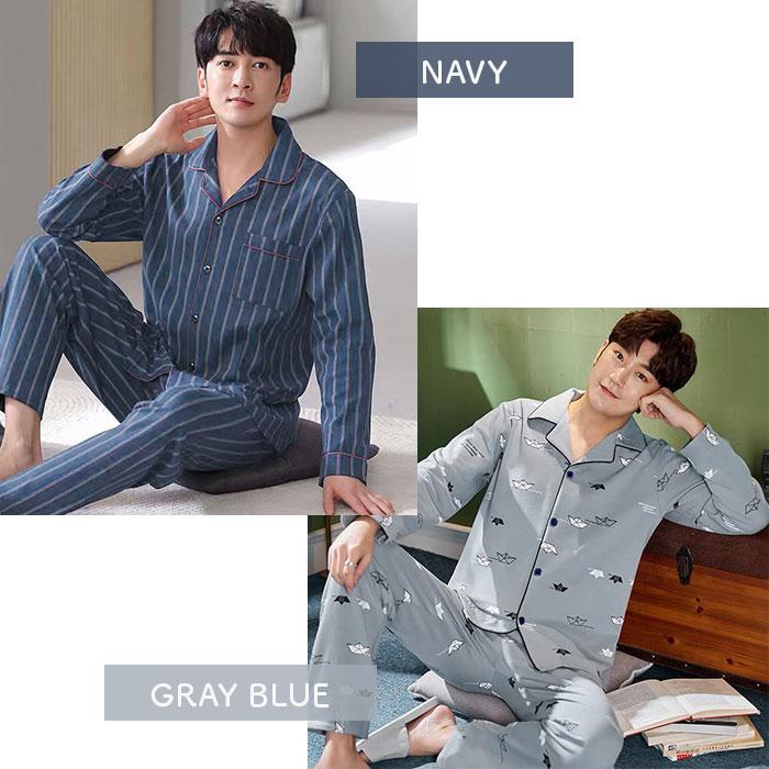 パジャマ メンズ 通販 寝巻き 寝巻 寝間着 部屋着 ルームウェア ルームウエア ナイトウェア ナイトウエア 長ズボン 前開き 通気性 セットアップ パジャマ |  | 09