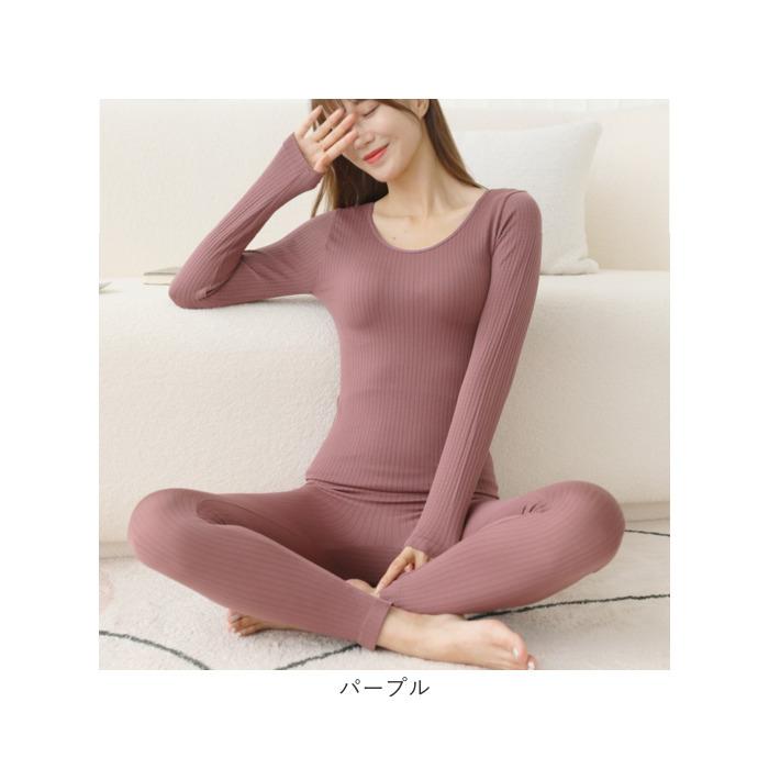 リブインナー 上下セット 通販 肌着 レディース 長袖 インナー アンダーウェア インナーシャツ インナーウェア スパッツ レギンス セット リブインナー |  | 20