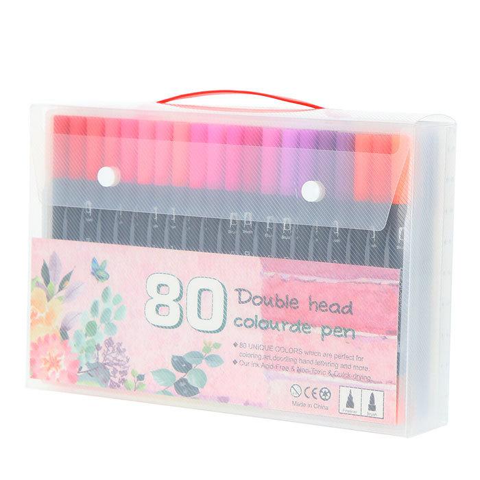 残りわずか マーカーペン セット 80色 通販 水性ペン カラーペン カラーペンシル 水彩ペン 子供 キッズ お絵描き 太字 細字 イラストマーカー 筆記用具 文房具 筆記具3 444円 Aynaelda Com
