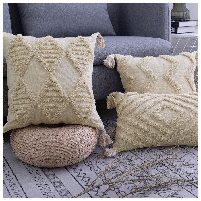 クッションカバー 45×45cm 通販 四隅タッセル付き タッセル付き