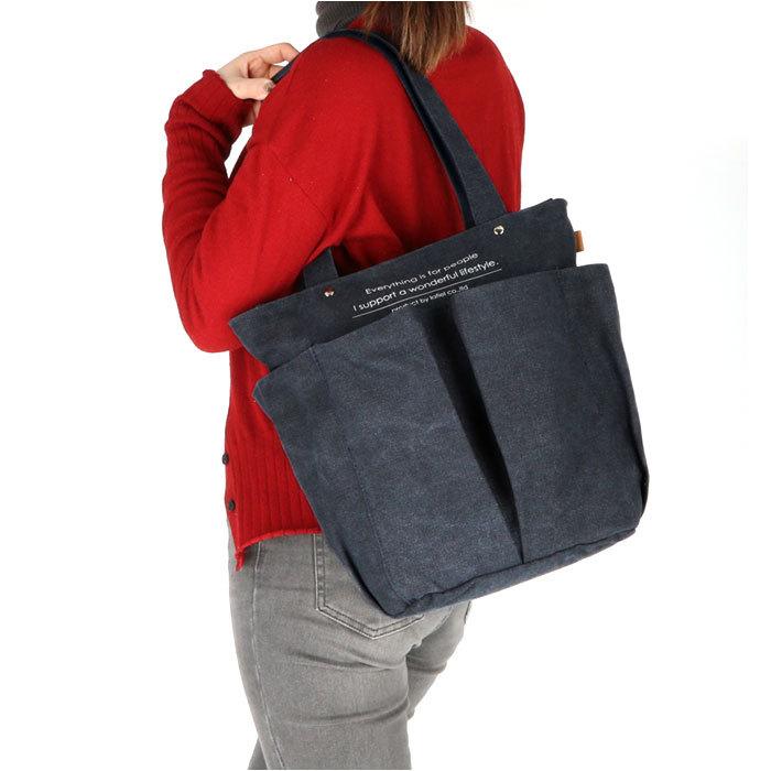 美品 キャンバスバック　カバン キャンバス トート ポケットたくさん 通販 大容量 トートバッグ