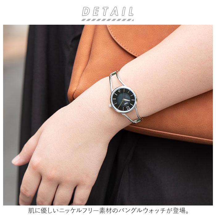 バングル腕時計レア、稀少なデザイン　昨年末に電池交換済みHOT chicシルバー 楽天市場】腕時計 レディース バングルウォッチ 文字盤