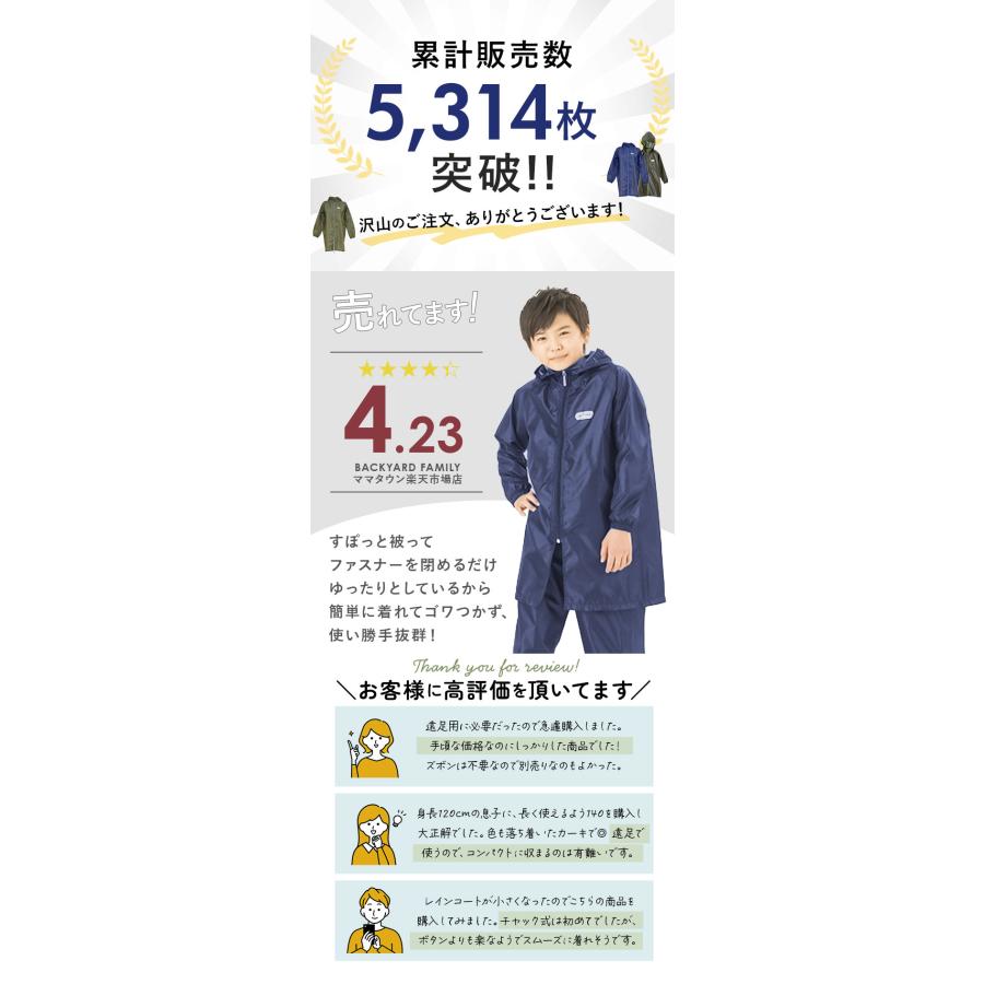 レインコート 通販レインコート キッズ ランドセル対応 ファスナー 好評 アウトドアプロダクツ OUTDOOR PRODUCTS 男の子 女の子 130 140 150 雨具 レインウェア | OUTDOOR PRODUCTS | 08