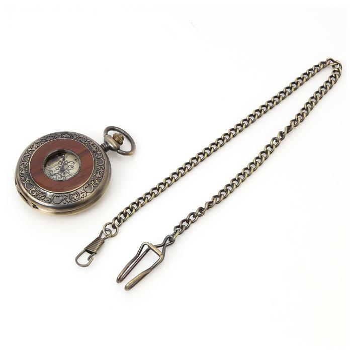 懐中時計 チェーン 通販 スチームパンク ポケットウォッチ ナースウォッチ 機械式 手巻き 時計 高級 アナログ 木目調 レトロ アンティーク ローマ数字 懐中時計 | チェーン | 11