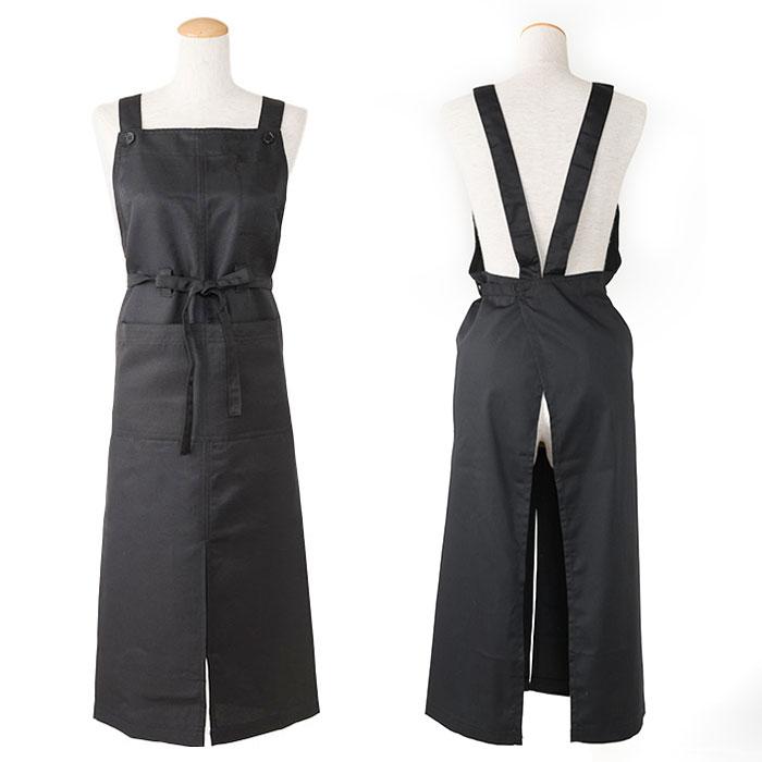 エプロン おしゃれ 通販  ナチュラル レディース メンズ 男女兼用 撥水加工 ロング丈 ブラック ワンピース フリーサイズ サロン カフェ 長め エプロン |  | 05