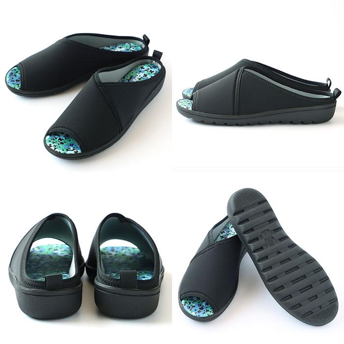 サンダル レディース つっかけ 通販 パンジー おしゃれ 歩きやすい 室内履き ルームシューズ オフィスサンダル 外履き スリッパ S M L サイズ ブラック サンダル | PANSY | 12