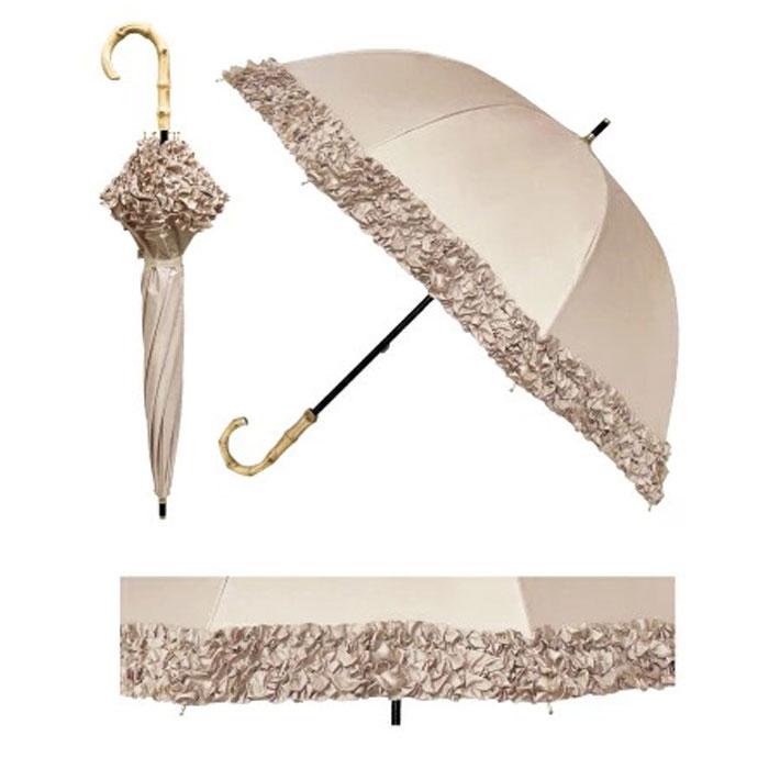 長傘 晴雨兼用 通販 pink trick ピンクトリック 日傘 フリル傘 ミニフリル傘 おしゃれ かわいい 竹製ハンドル 軽量 軽い 通勤 通学 大人 女性 持ち運び | pink trick | 15