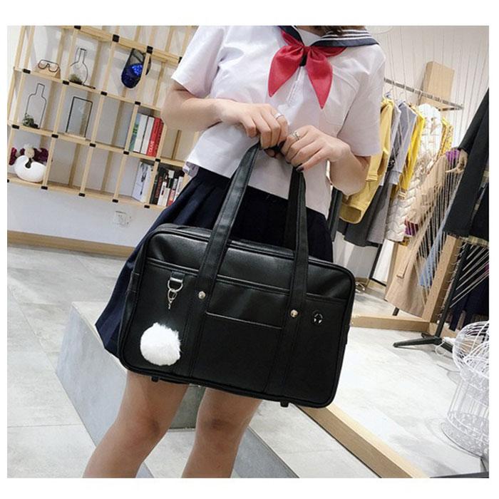 スクールバッグ ショルダー 通販 手提げ 斜めがけ 大容量 防水 軽量 学生鞄 トートバッグ ショルダーバッグ イヤホン穴付き 鋲が付き PU素材 スクールバッグ | ブランド登録なし | 03