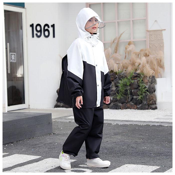 レインコート 通販レインコート 上下 リュック対応 ジュニア レインスーツ 小学生 中学生 子供 キッズ ランドセル対応 ランドセル 反射 つば付き  レインコート | ブランド登録なし | 02