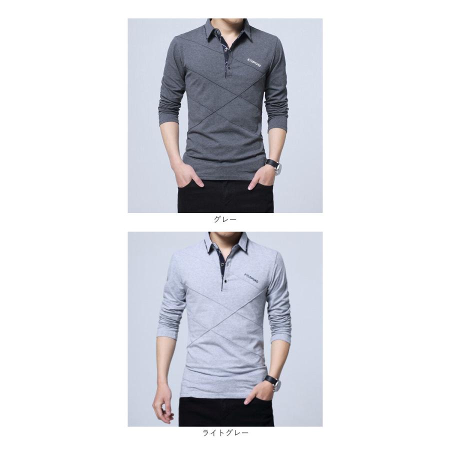 ポロシャツ メンズ 長袖 通販 ゴルフウェア 男性 ゴルフシャツ 長袖ポロシャツ 無地 オシャレ おしゃれ カジュアルシャツ トップス ボタン ポロシャツ |  | 10