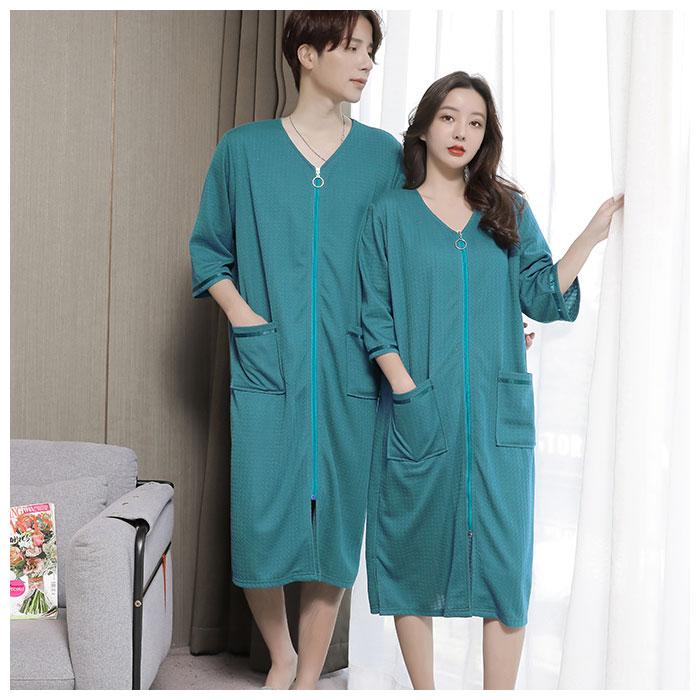 バスローブ 通販バスローブ ワッフル 薄手 薄地 レディース ママ メンズ ユニセックス 男女兼用 ガウン ナイトガウン 前開き ファスナー ジッパー  バスローブ | ブランド登録なし | 02