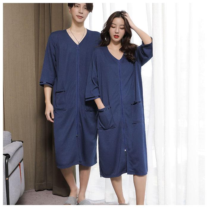 バスローブ 通販バスローブ ワッフル 薄手 薄地 レディース ママ メンズ ユニセックス 男女兼用 ガウン ナイトガウン 前開き ファスナー ジッパー  バスローブ | ブランド登録なし | 03