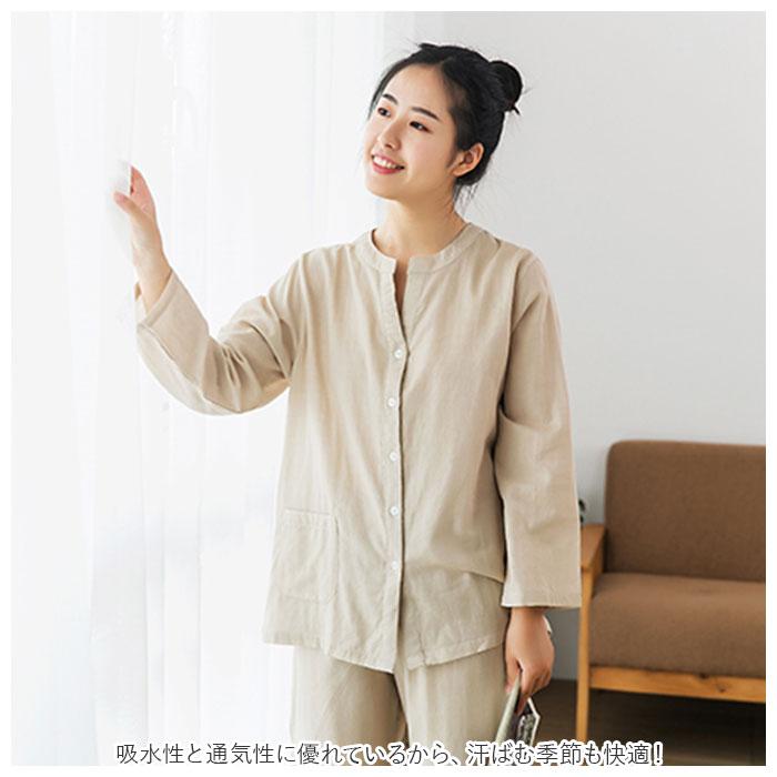 パジャマ ガーゼ レディース 長袖 通販 二重ガーゼパジャマ 綿100% コットン 上下セット 長ズボン 秋 冬 春 ルームウェア 部屋着 ダブルガーゼ パジャマ | ブランド登録なし | 03