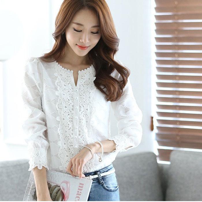 シャツ 通販シャツ ブラウス レディース 長袖 レースブラウス レース 刺繍 フォーマル 上品 大きいサイズ パフスリーブ かわいい フェミニン ドット シャツ | 
