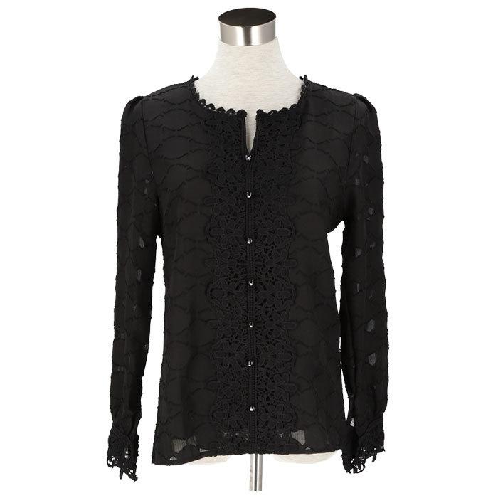 シャツ 通販シャツ ブラウス レディース 長袖 レースブラウス レース 刺繍 フォーマル 上品 大きいサイズ パフスリーブ かわいい フェミニン ドット シャツ |  | 06