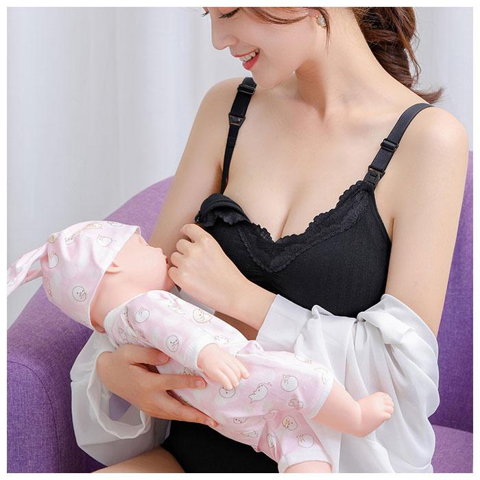 授乳ブラ 前開き 2枚セット 通販 授乳ブラジャー ノンワイヤー ブラジャー インナー マタニティブラ アンダーウェア レース 下着 妊婦 授乳用 無地 授乳ブラ | BACKYARD FAMILY | 06