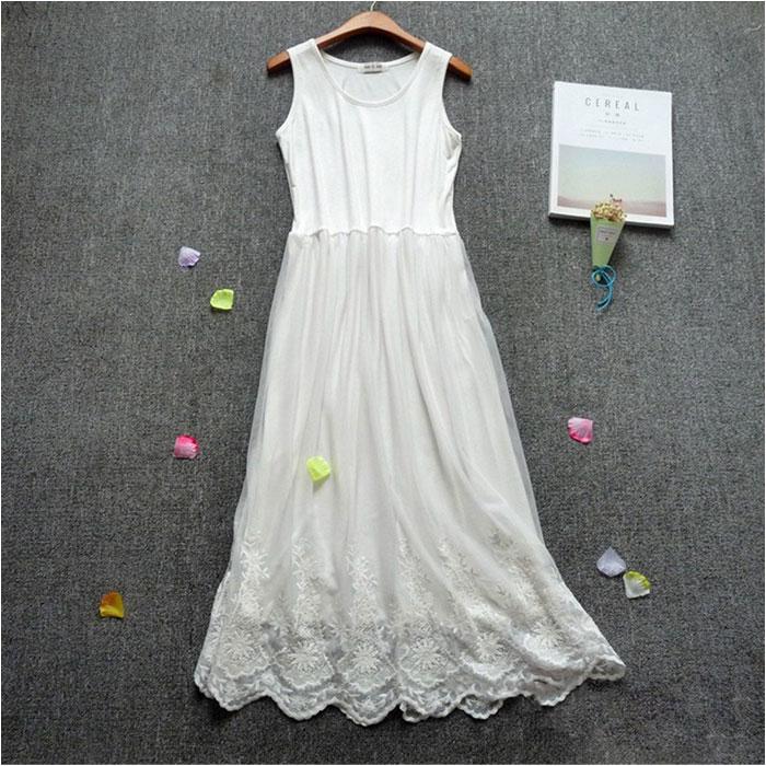 ペチコート インナー ワンピース ロング 通販 マキシワンピ レース ロングペチ ロングワンピース インナーワンピース キャミソールワンピ 刺繍 ペチコート | ブランド登録なし