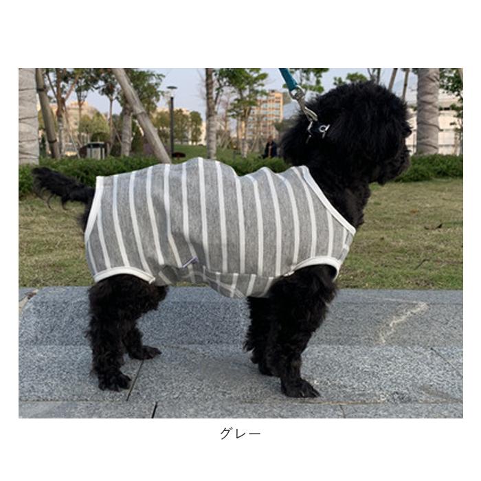 術後服 通販術後服 犬 猫 伸縮性 背中 ボタン つなぎ ロンパース カバーオール 犬服 猫服 薄手 ストライプ ペットウェア 傷舐め防止 手術痕保護 介護  術後服 | ブランド登録なし | 13