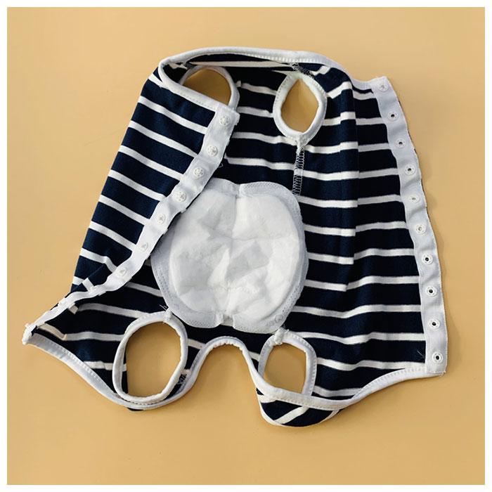 術後服 通販術後服 犬 猫 伸縮性 背中 ボタン つなぎ ロンパース カバーオール 犬服 猫服 薄手 ストライプ ペットウェア 傷舐め防止 手術痕保護 介護  術後服 | ブランド登録なし | 08