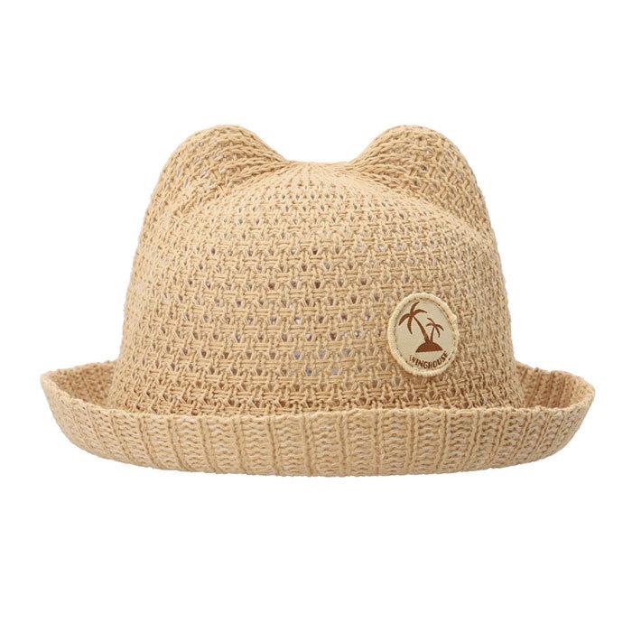 ベビー 帽子 通販 麦わら帽子 折りたためる ストローハット 子供用帽子 キャップ 猫耳 ネコ耳 ネコ 耳付き帽子 赤ちゃん 子供 子ども こども ベビー | ブランド登録なし | 05