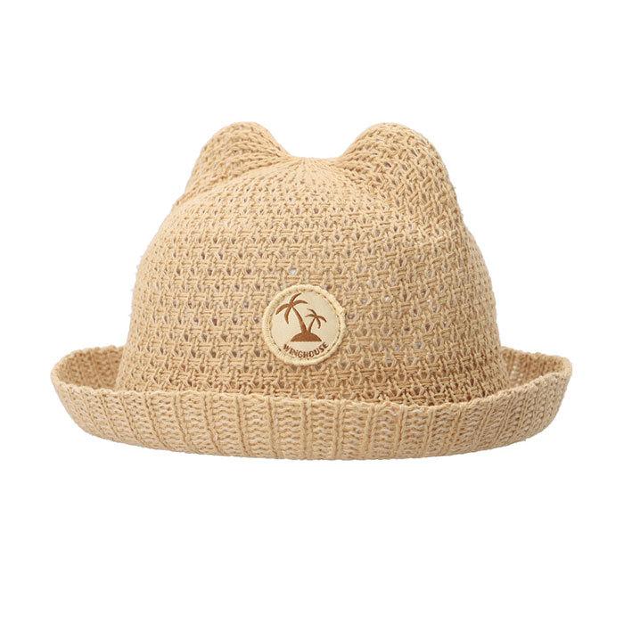 ベビー 帽子 通販 麦わら帽子 折りたためる ストローハット 子供用帽子 キャップ 猫耳 ネコ耳 ネコ 耳付き帽子 赤ちゃん 子供 子ども こども ベビー | ブランド登録なし | 06