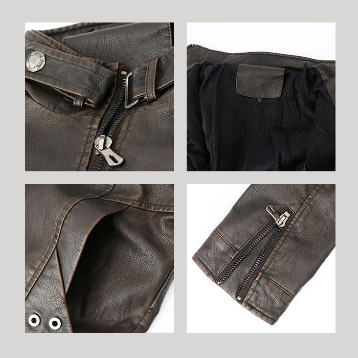 レザージャケット メンズ 革ジャン 通販 ライダース ジャケット 革ジャン 皮ジャン ブルゾン 裏起毛 内側ポケット フェイクレザー 父の日  レザージャケット |  | 10