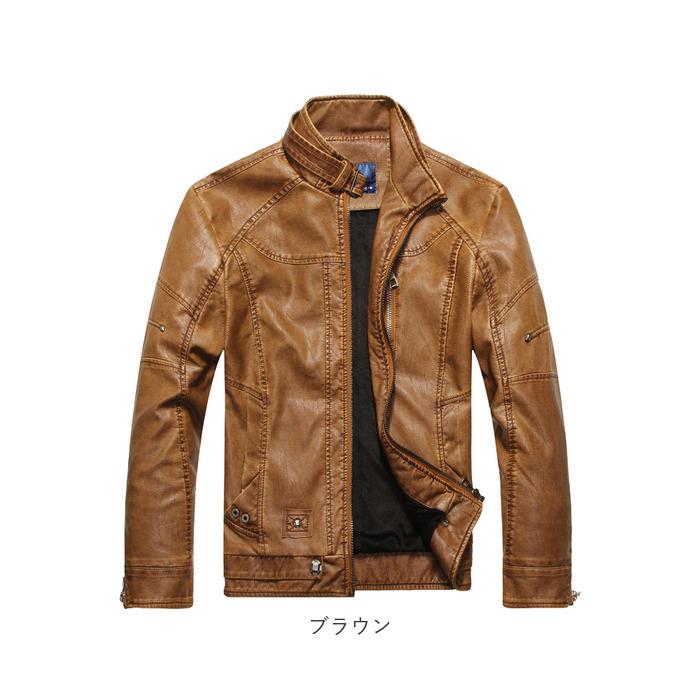 レザージャケット メンズ 革ジャン 通販 ライダース ジャケット 革ジャン 皮ジャン ブルゾン 裏起毛 内側ポケット フェイクレザー 父の日  レザージャケット |  | 14