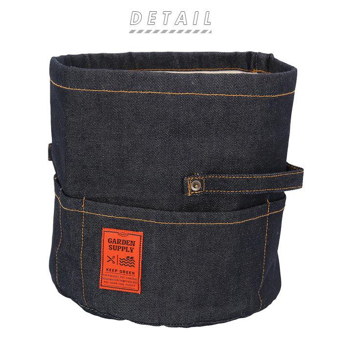 鉢カバー 通販鉢カバー おしゃれ 布 ポットカバー L ヒッコリー デニム 綿 コットン プランターカバー 植木鉢 プランター カバー ポケット付き 鉢カバー |  | 03