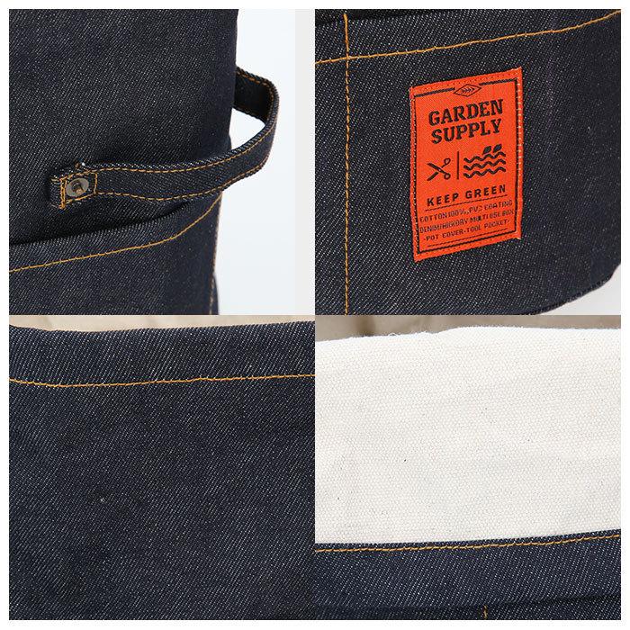 鉢カバー 通販鉢カバー おしゃれ 布 ポットカバー L ヒッコリー デニム 綿 コットン プランターカバー 植木鉢 プランター カバー ポケット付き 鉢カバー |  | 06