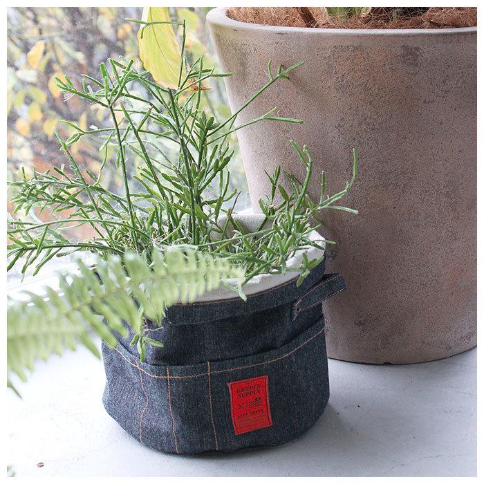 鉢カバー 通販鉢カバー おしゃれ 布 ポットカバー L ヒッコリー デニム 綿 コットン プランターカバー 植木鉢 プランター カバー ポケット付き 鉢カバー |  | 07