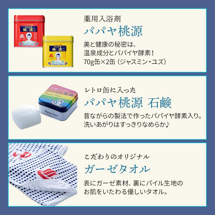パパヤ桃源 お風呂セット 通販 入浴剤 ギフト 石鹸 せっけん タオル プチギフト 贈り物 薬用入浴剤 五洲薬品 景品 父の日 母の日 お祝い 敬老の日 パパヤ桃源 | 五洲薬品 | 02