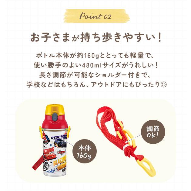 水筒 子供 直飲み クリアボトル おしゃれ かわいい 480ml キッズ ジュニア マイボトル 食洗機対応 ショルダー 肩紐 プラスチック キャラクター スケーター 水筒 |  | 23