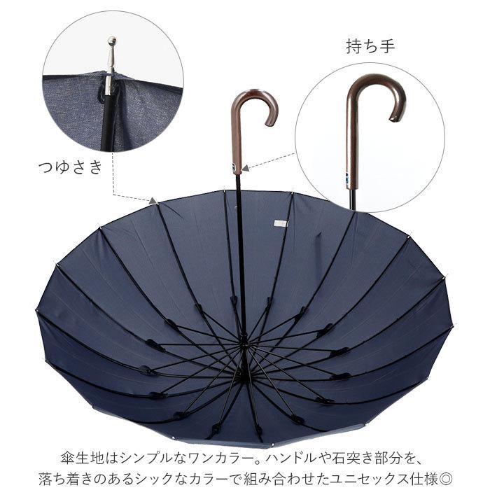 傘 16本骨 グラスファイバー 通販 雨傘 長傘 レディース メンズ 55cm 55センチ 55 手開き 手動 無地 シンプル おしゃれ カラフル ブランド Pinky Wolman 傘 |  | 02