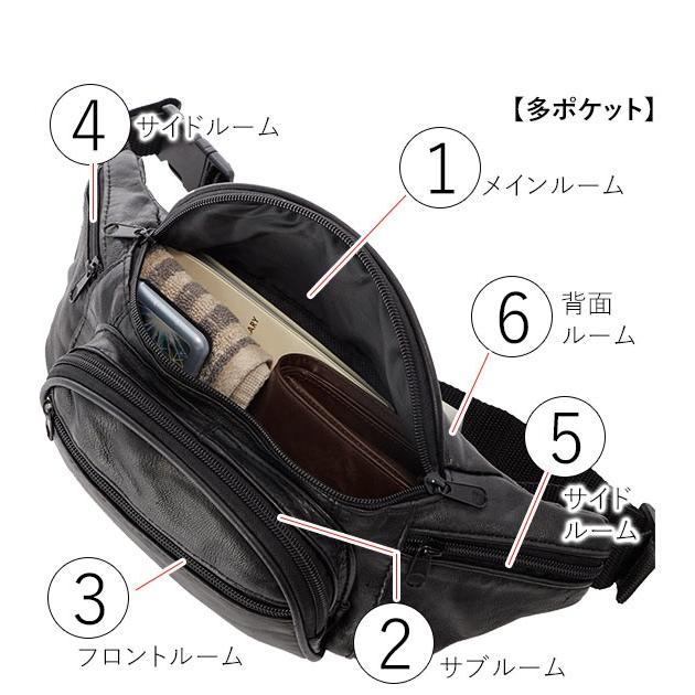 ウエストポーチ メンズ 革 通販 60代 小さめ 革 おしゃれ スポーツ 軽量 ウエストバッグ 皮 ワンショルダー ヒップバッグ ボディバッグ ウエストポーチ | ブランド登録なし | 02
