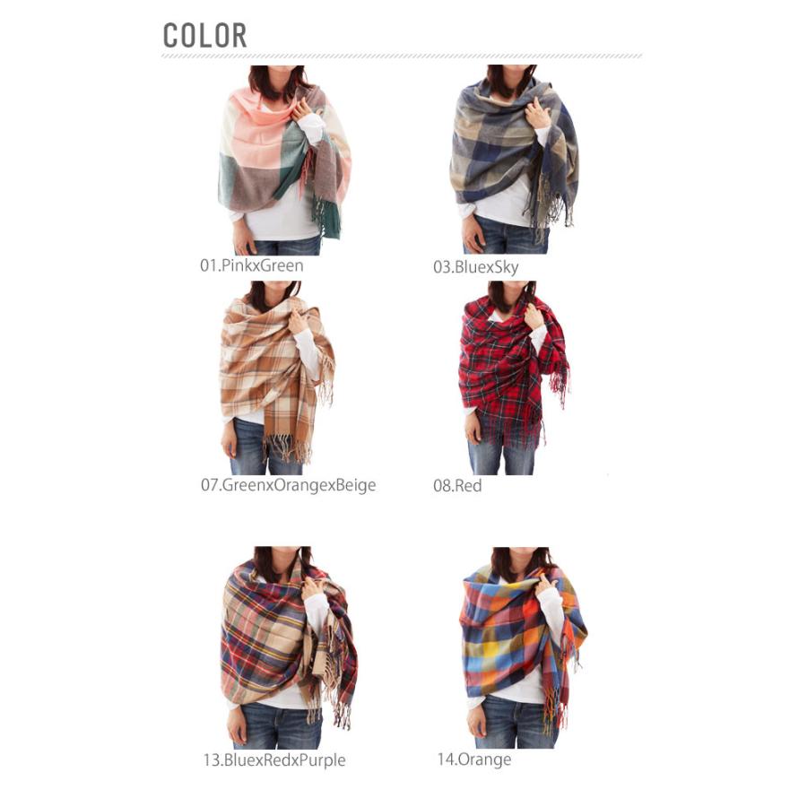 ストール 180cm×60cm マフラー 大判 春 秋 冬 防寒 ひざ掛け レディース 通販 軽量 おしゃれ かわいい カラフル チェック タータンチェック | ブランド登録なし | 09