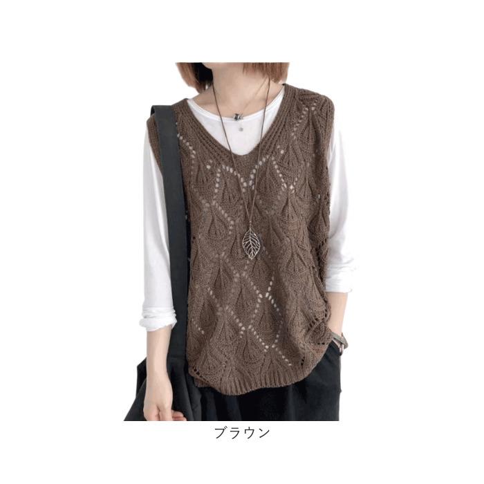 ベスト 透かし編み レディース 通販 ニットベスト 透かし編みニット サマーベスト サマーニット チョッキ ジレ ウェストコート ノースリーブ ニット |  | 13