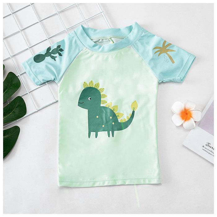 水着 男の子 ラッシュガード セット 通販 約 90 100 110 120 130 キッズ 帽子付き ベビー ダイナソー 恐竜 半袖 上下セット スイムキャップ ショートパンツ 水着 |  | 03