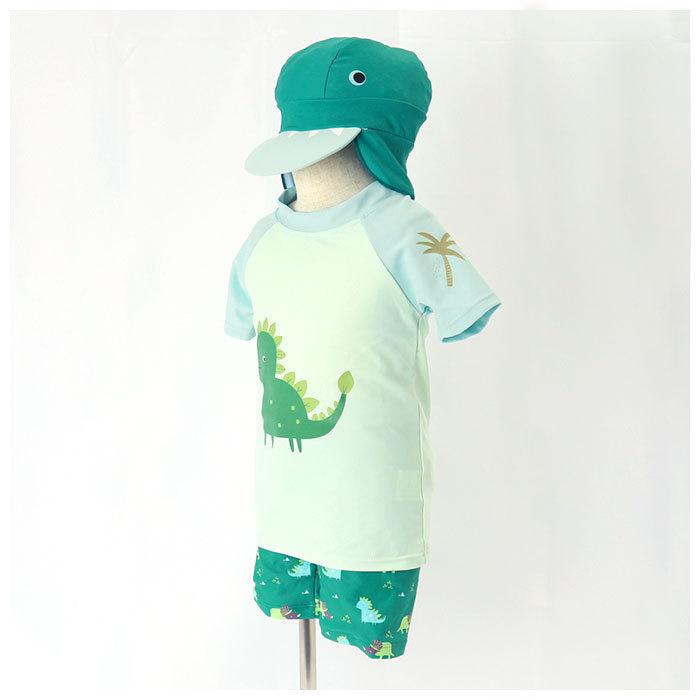 水着 男の子 ラッシュガード セット 通販 約 90 100 110 120 130 キッズ 帽子付き ベビー ダイナソー 恐竜 半袖 上下セット スイムキャップ ショートパンツ 水着 |  | 06