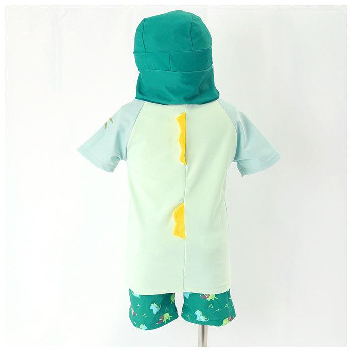 水着 男の子 ラッシュガード セット 通販 約 90 100 110 120 130 キッズ 帽子付き ベビー ダイナソー 恐竜 半袖 上下セット スイムキャップ ショートパンツ 水着 |  | 08
