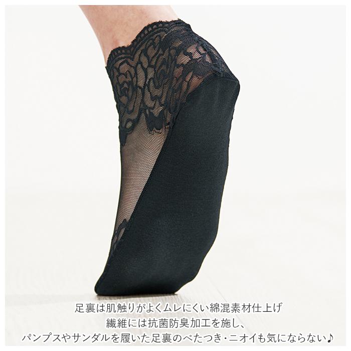 シースルー ソックス 通販 シースルーソックス 3色組 3色 抗菌 防臭 エレガント ショート丈 涼しい 伸縮性 足裏 綿混素材 ムレにくい サンダル シースルー | ショート | 09