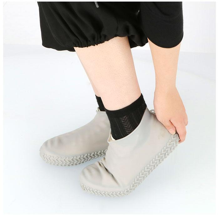 シューズカバー シリコン 防水 通販 レインシューズカバー 靴カバー ほんやら堂 滑り止め レディース 22.5cm 〜 24.5cm 黒 ブラック グレー 白 シューズカバー |  | 08