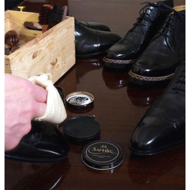 ビーズワックスポリッシュ 靴磨き クリーム サフィール ワックス 艶出し 光沢 シューケア ケア用品 皮革製品 ビーズワックスポリッシュ 50ml ブラック | Saphir Noir | 21