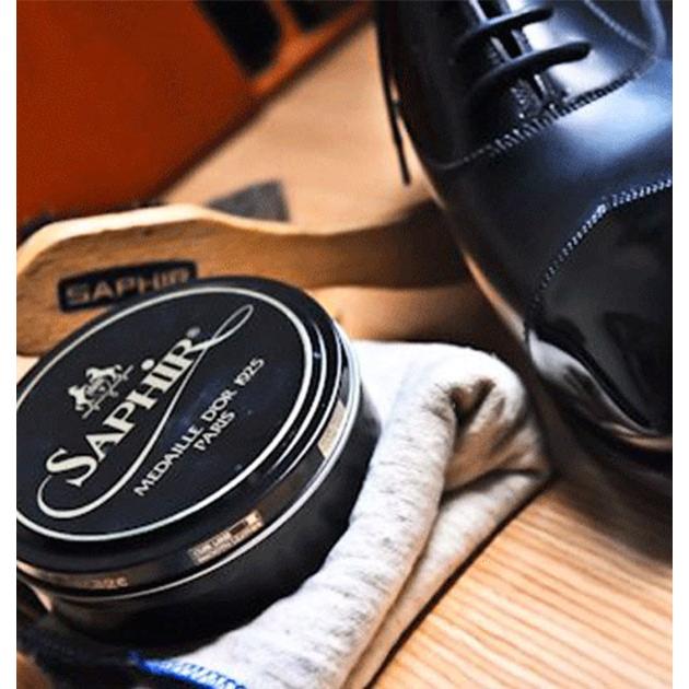 ビーズワックスポリッシュ 靴磨き クリーム サフィール ワックス 艶出し 光沢 シューケア ケア用品 皮革製品 ビーズワックスポリッシュ 50ml ブラック | Saphir Noir | 20