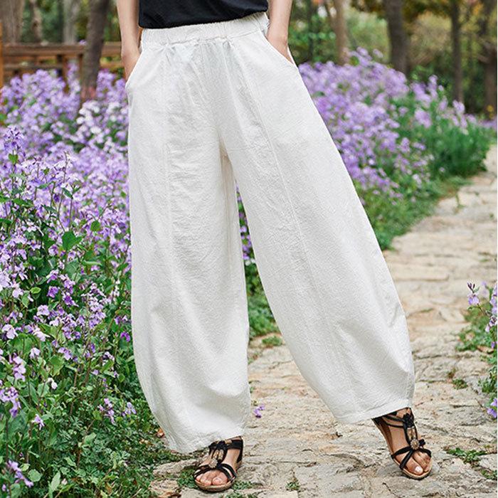 パンツ レディース ゆったり 通販 ワイドパンツ ホワイト 麻 綿 春 夏 秋 コクーンパンツ サマーパンツ 大人 かわいい ロング丈 ウエスト ゴム Backyard Family 通販 Paypayモール
