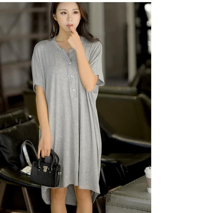 ロングtシャツ 通販ロングtシャツ レディース 半袖 tシャツ ゆったり ワンピース 夏 膝丈 シャツ ゆる カジュアル 無地 チュニック 大人可愛い ロングtシャツ | BACKYARD FAMILY | 11