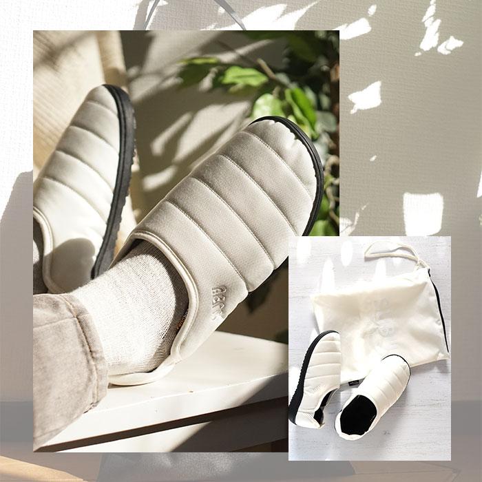 SUBU キルティングサンダル ホワイト 収納袋付き スブ SUBU サンダル 冬 通販 冬用サンダル 暖かいサンダル